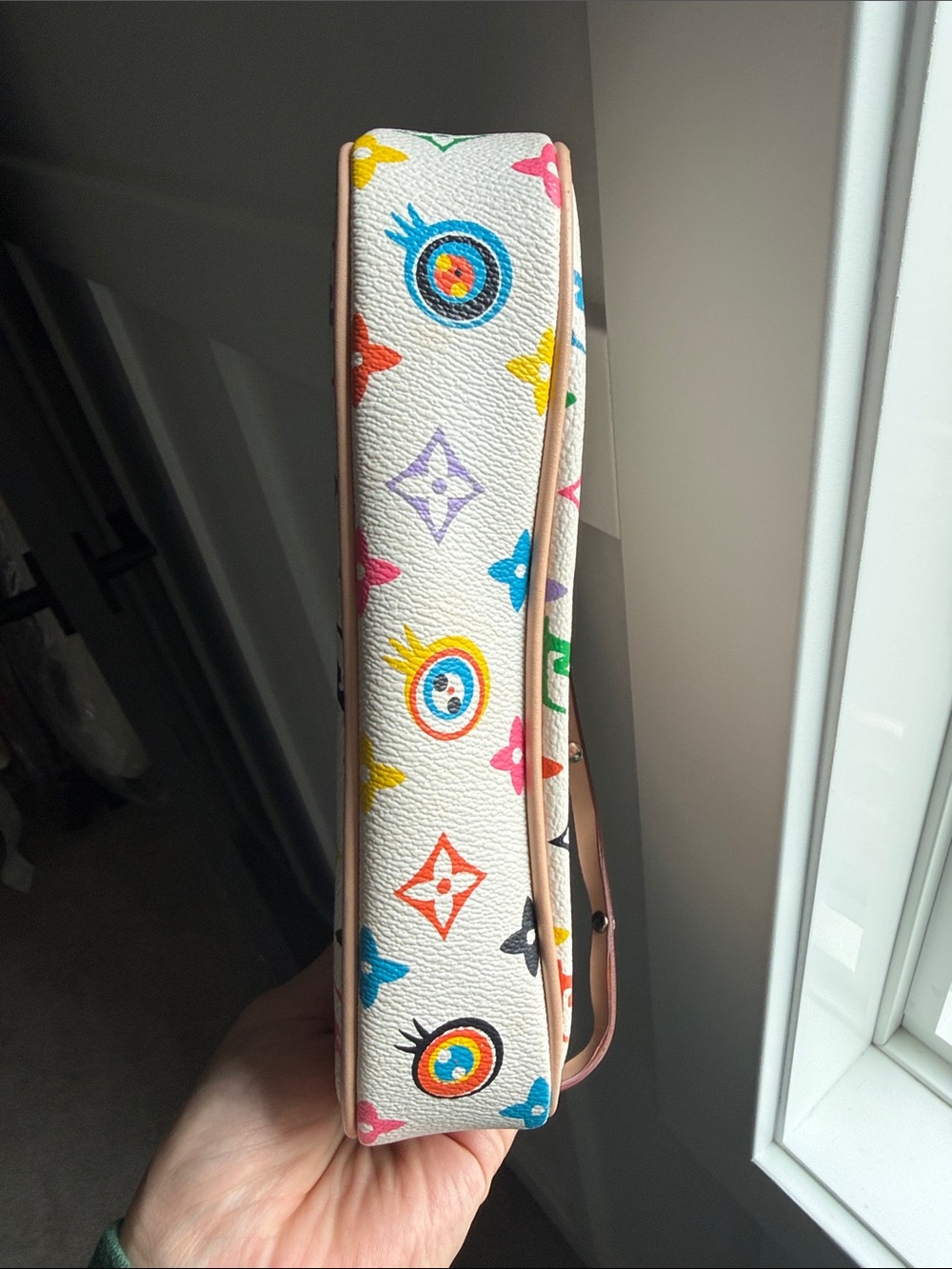 Louis Vuitton Multicolor Monogram Mini Bag on White Canvas with Tan Trim - Picture 5 of 6